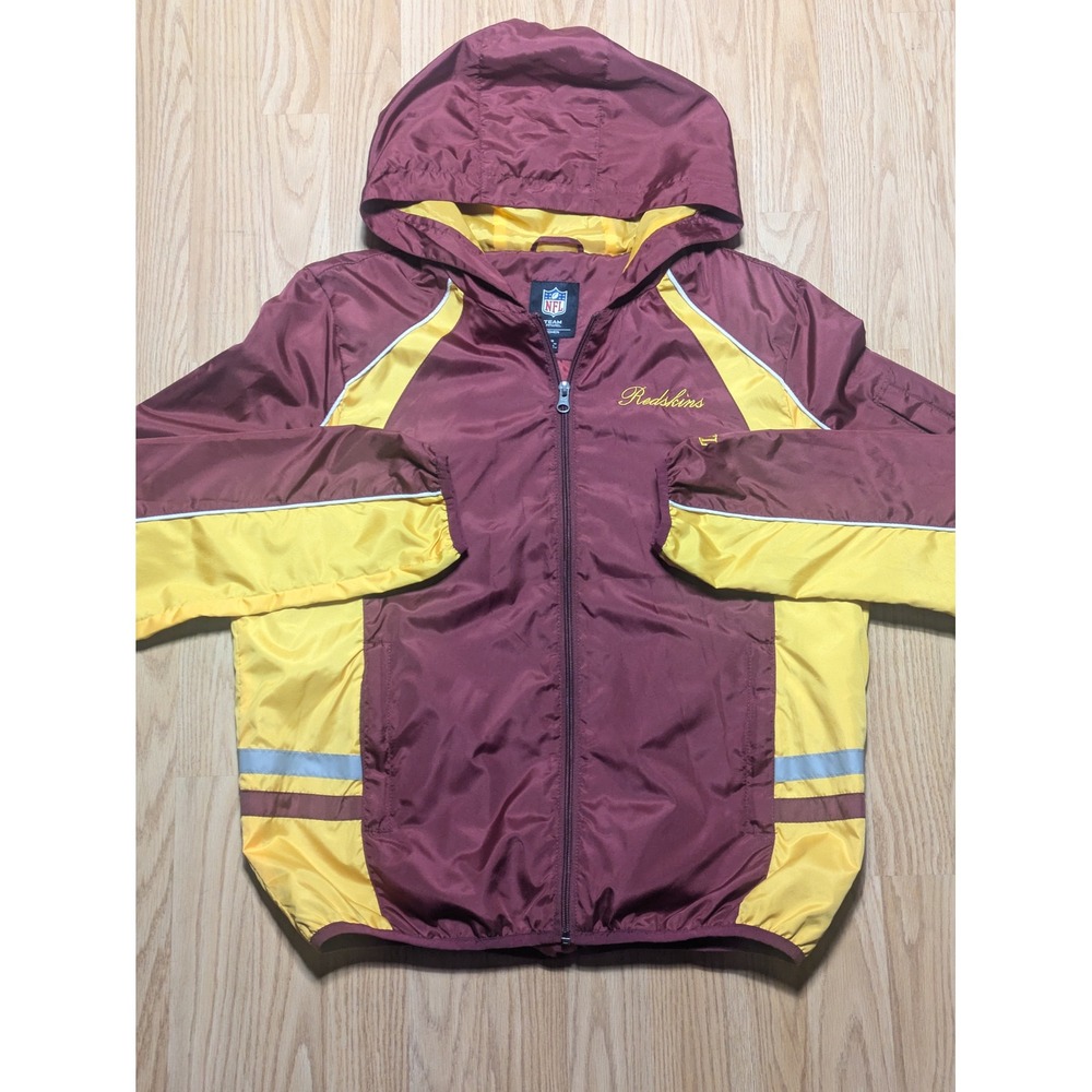 NFL Team Apparel Women Washington Redskins Full Zip Hooded Windbreaker L